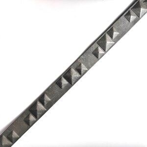 RONALD PINEAU Studded Gray Leather Belt with Snap Closure, Made in France